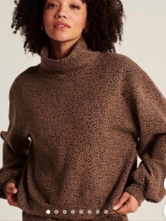 Abercrombie & Fitch Sweaters - Abercrombie Cozy Brown Leopard Print Mock Turtleneck Women's Sweatshirt - Small